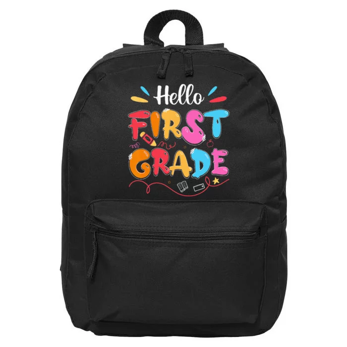 Hello 1st Grade Back To School First Grade Teachers Students 16 in Basic Backpack