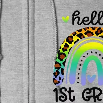 Hello 1st Grade Rainbow Teacher Team First Grade Squad Full Zip Hoodie