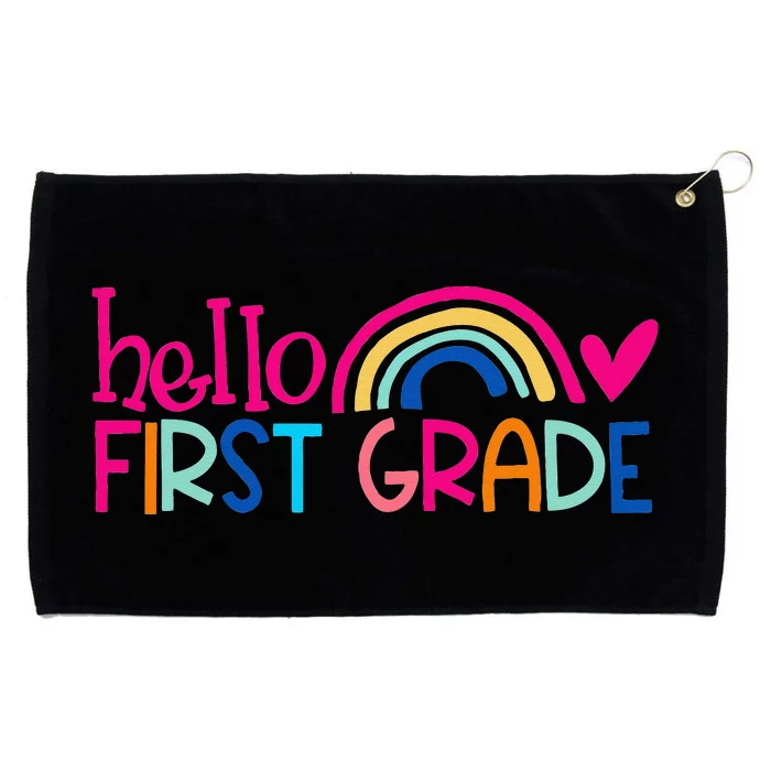 Hello 1st Grade Rainbow Student Teacher Back To School Grommeted Golf Towel