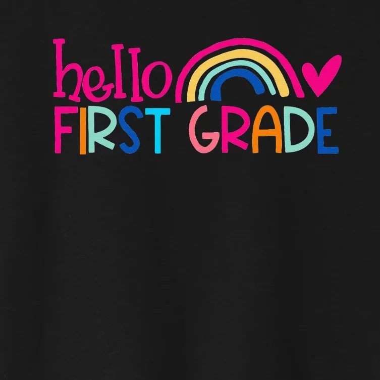 Hello 1st Grade Rainbow Student Teacher Back To School Women's Crop Top Tee