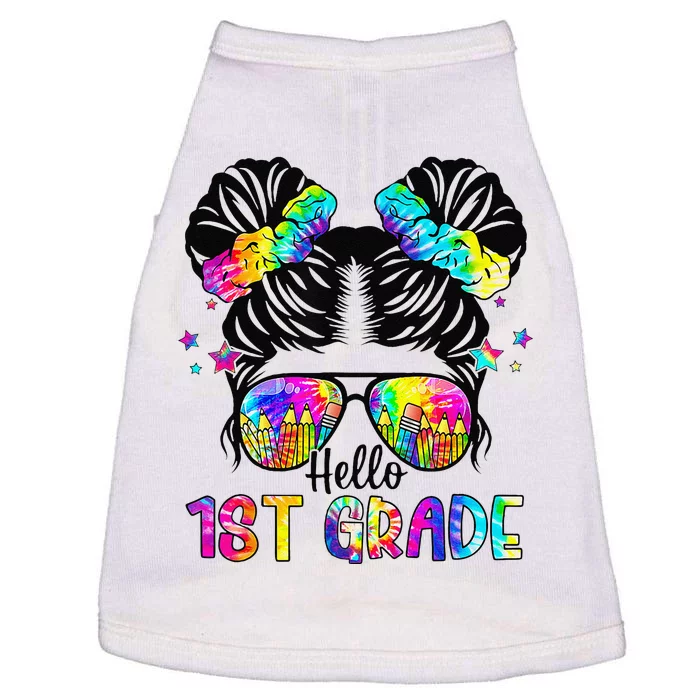 Hello 1st Grade Messy Bun Team First Grade Back To School Doggie Tank