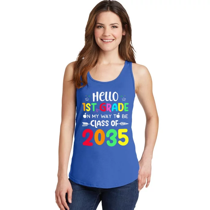 Hello 1st Grade On My Way To Be Class Of 2035 Back To School Ladies Essential Tank