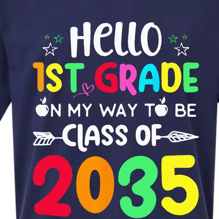 Hello 1st Grade On My Way To Be Class Of 2035 Back To School Sueded Cloud Jersey T-Shirt