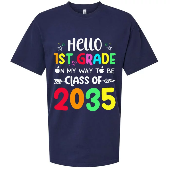 Hello 1st Grade On My Way To Be Class Of 2035 Back To School Sueded Cloud Jersey T-Shirt