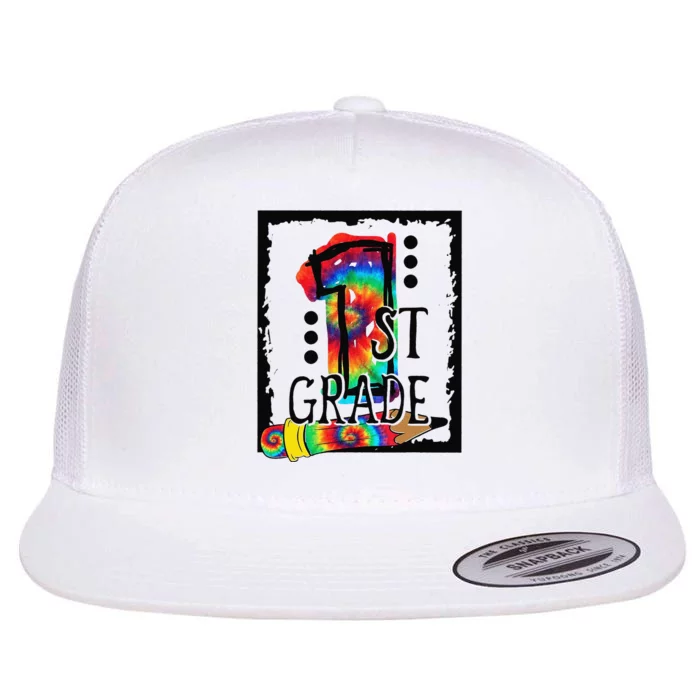 Hello 1st Grade First Grade Teacher Tie Dye Back To School Flat Bill Trucker Hat