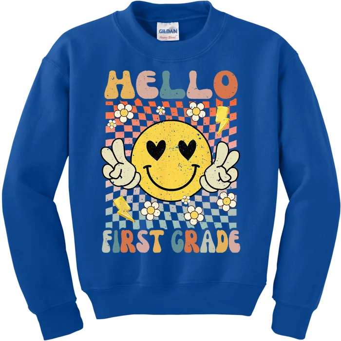 Hello 1st Grade Back To School First Grade Teacher Kids Sweatshirt