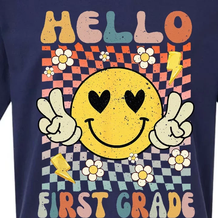 Hello 1st Grade Back To School First Grade Teacher Sueded Cloud Jersey T-Shirt