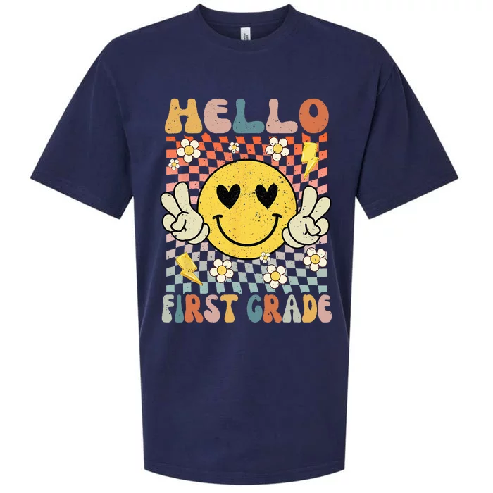 Hello 1st Grade Back To School First Grade Teacher Sueded Cloud Jersey T-Shirt