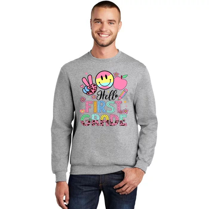 Hello 1st Grade Boy Girl Teacher Back To School 1st Grade Tall Sweatshirt