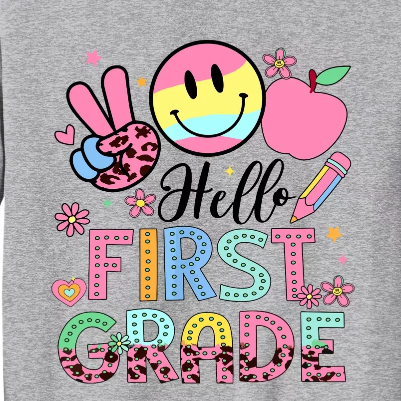 Hello 1st Grade Boy Girl Teacher Back To School 1st Grade Tall Sweatshirt