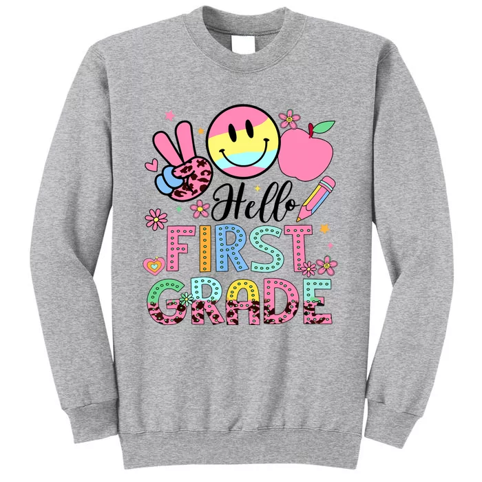 Hello 1st Grade Boy Girl Teacher Back To School 1st Grade Tall Sweatshirt