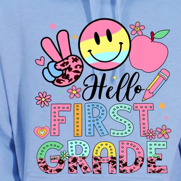 Hello 1st Grade Boy Girl Teacher Back To School 1st Grade Unisex Surf Hoodie