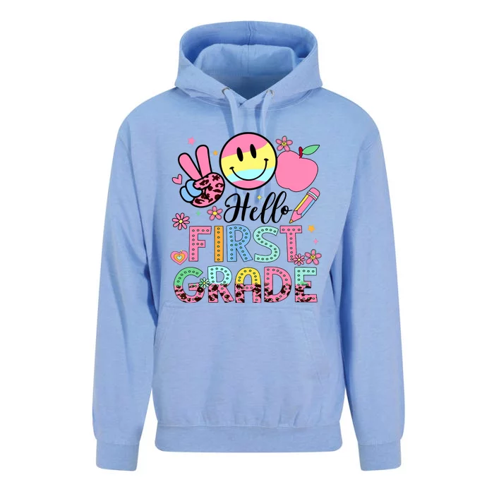 Hello 1st Grade Boy Girl Teacher Back To School 1st Grade Unisex Surf Hoodie