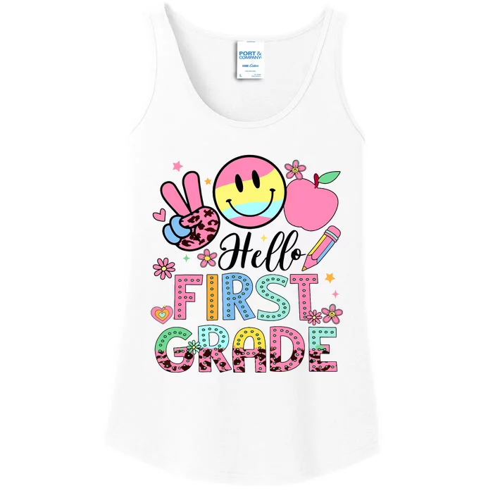 Hello 1st Grade Boy Girl Teacher Back To School 1st Grade Ladies Essential Tank