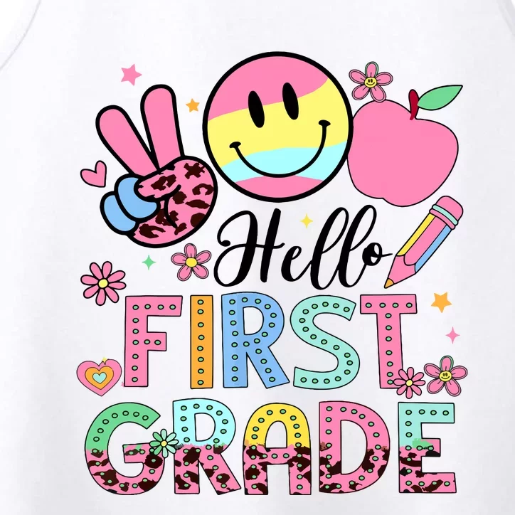 Hello 1st Grade Boy Girl Teacher Back To School 1st Grade Performance Tank