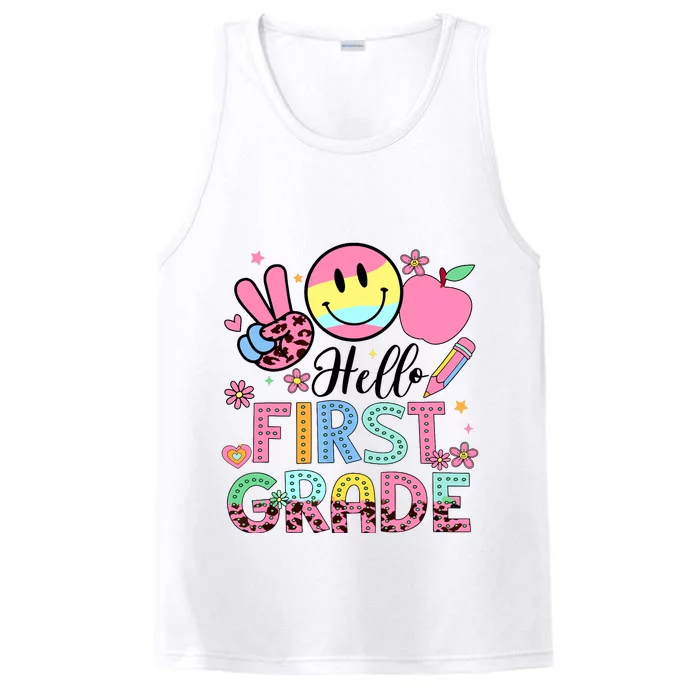 Hello 1st Grade Boy Girl Teacher Back To School 1st Grade Performance Tank