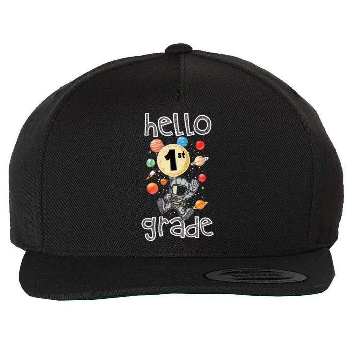 Hello 1st Grade Back To School Space Theme First Grade Wool Snapback Cap