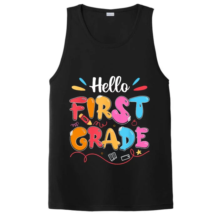 Hello 1st Grade Back To School First Grade Teachers Students Performance Tank