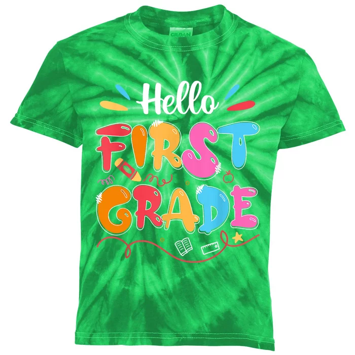 Hello 1st Grade Back To School First Grade Teachers Students Kids Tie-Dye T-Shirt