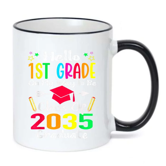 Hello 1st Grade Back To School Class Of 2035 Grow With Me Black Color Changing Mug