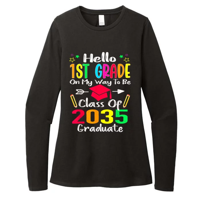 Hello 1st Grade Back To School Class Of 2035 Grow With Me Womens CVC Long Sleeve Shirt