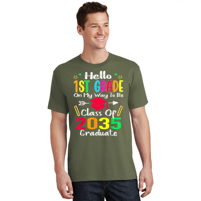 Hello 1st Grade Back To School Class Of 2035 Grow With Me T-Shirt