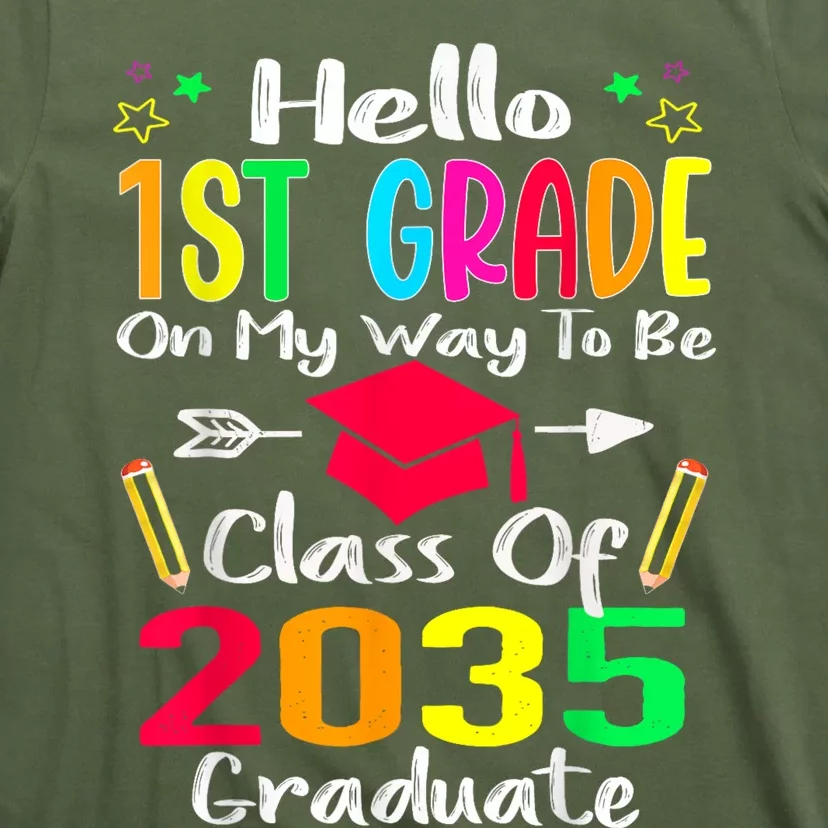 Hello 1st Grade Back To School Class Of 2035 Grow With Me T-Shirt