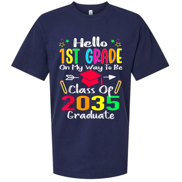 Hello 1st Grade Back To School Class Of 2035 Grow With Me Sueded Cloud Jersey T-Shirt