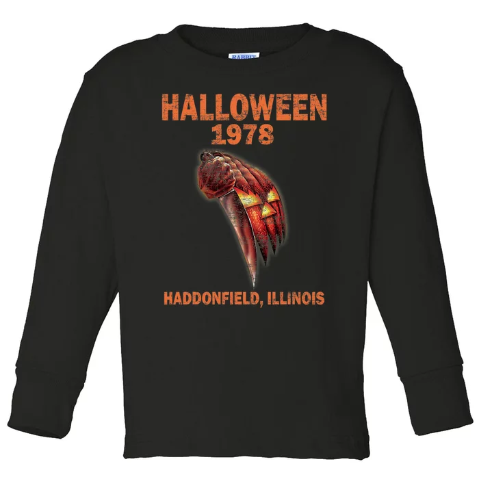 Halloween 1978 Holiday Spooky Gift Myers Pumpkin Haddonfield Toddler Long Sleeve Shirt