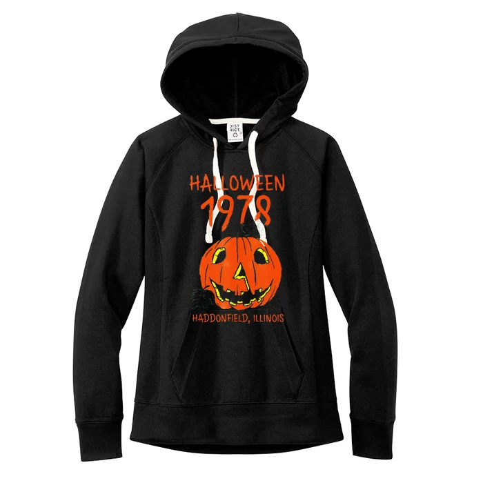 Halloween 1978 Holiday Spooky Gift Myers Pumpkin Haddonfield Women's Fleece Hoodie