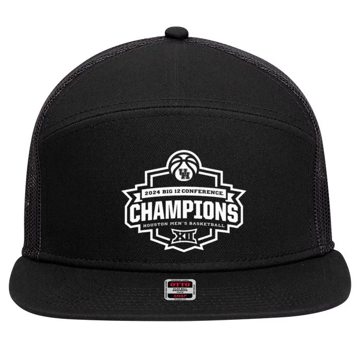 Houston 2024 Big 12 Basketball Conference Champs 7 Panel Mesh Trucker Snapback Hat