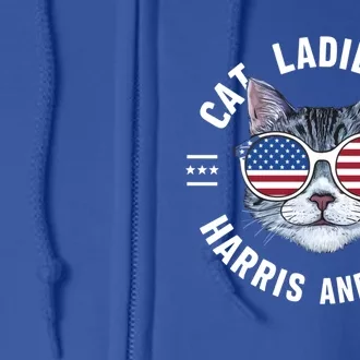 Harris 2024 Cat Ladies Harris And Walz Waltz 2024 Cute Gift Full Zip Hoodie