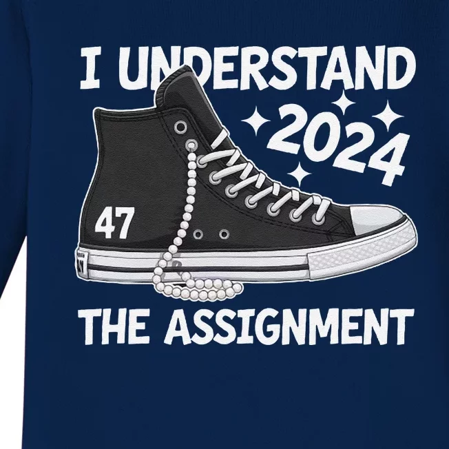 Harris 2024 Chucks Pearls And Understanding The Assignment Baby Long Sleeve Bodysuit