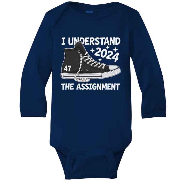 Harris 2024 Chucks Pearls And Understanding The Assignment Baby Long Sleeve Bodysuit