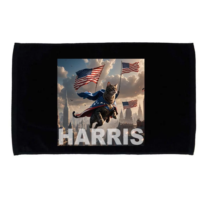 Harris 2024 Childless Cat Funny Usa Election Microfiber Hand Towel