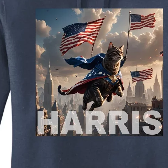 Harris 2024 Childless Cat Funny Usa Election Women's Pullover Hoodie