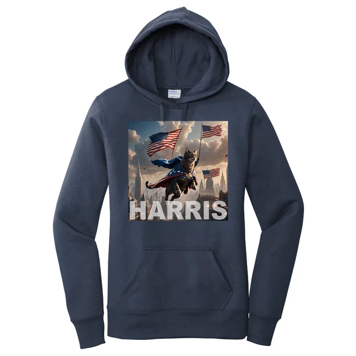 Harris 2024 Childless Cat Funny Usa Election Women's Pullover Hoodie