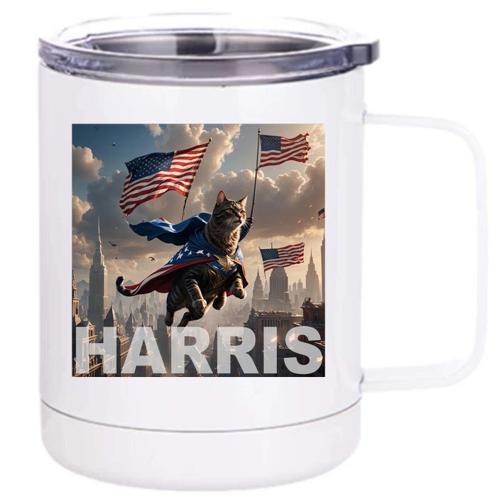 Harris 2024 Childless Cat Funny Usa Election Front & Back 12oz Stainless Steel Tumbler Cup