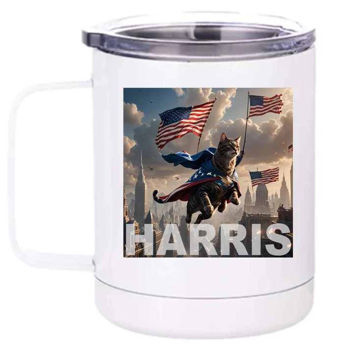 Harris 2024 Childless Cat Funny Usa Election Front & Back 12oz Stainless Steel Tumbler Cup