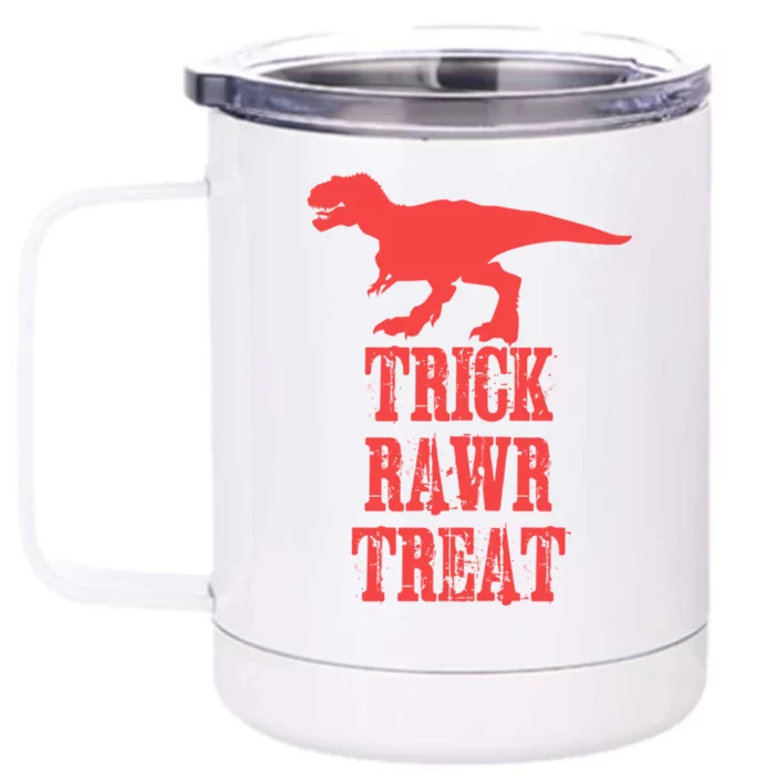 Halloween 2020 Costume Trick Rawr Treat Gift Front & Back 12oz Stainless Steel Tumbler Cup