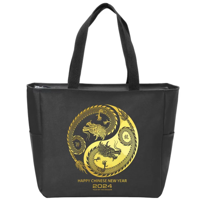 Happy 2024 Chinese New Year 2024 Year Of The Dragon 2024 Zip Tote Bag