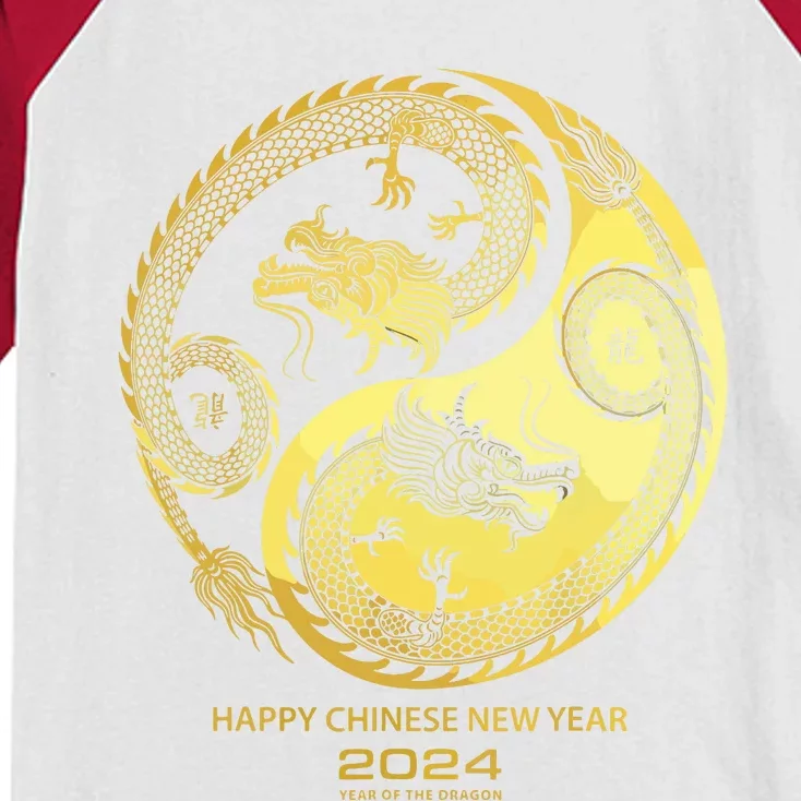 Happy 2024 Chinese New Year 2024 Year Of The Dragon 2024 Kids Colorblock Raglan Jersey