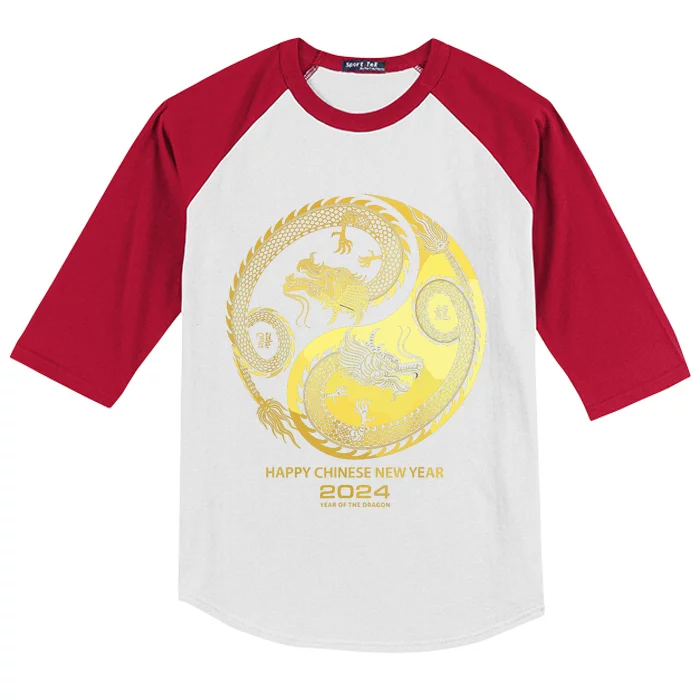 Happy 2024 Chinese New Year 2024 Year Of The Dragon 2024 Kids Colorblock Raglan Jersey