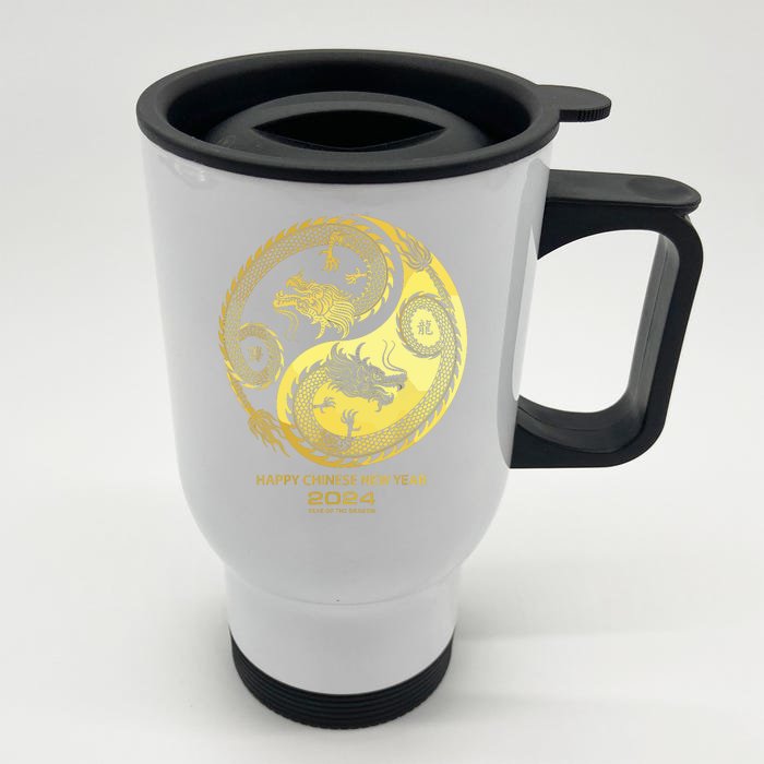 Happy 2024 Chinese New Year 2024 Year Of The Dragon 2024 Front & Back Stainless Steel Travel Mug