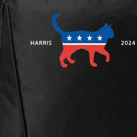 Harris 2024 Democrat Cat Vote For Kamala Walz Election City Backpack