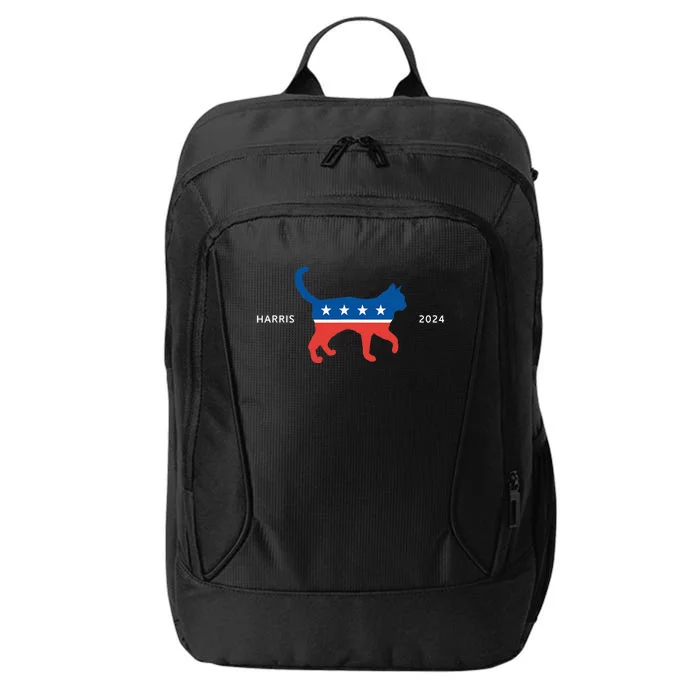 Harris 2024 Democrat Cat Vote For Kamala Walz Election City Backpack