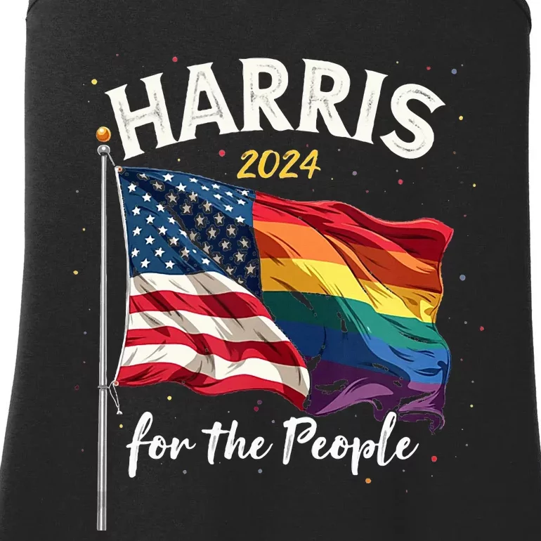 Harris 2024 For The People Usa Pride Flag Ladies Essential Tank