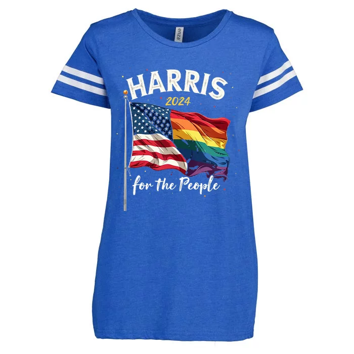 Harris 2024 For The People Usa Pride Flag Enza Ladies Jersey Football T-Shirt