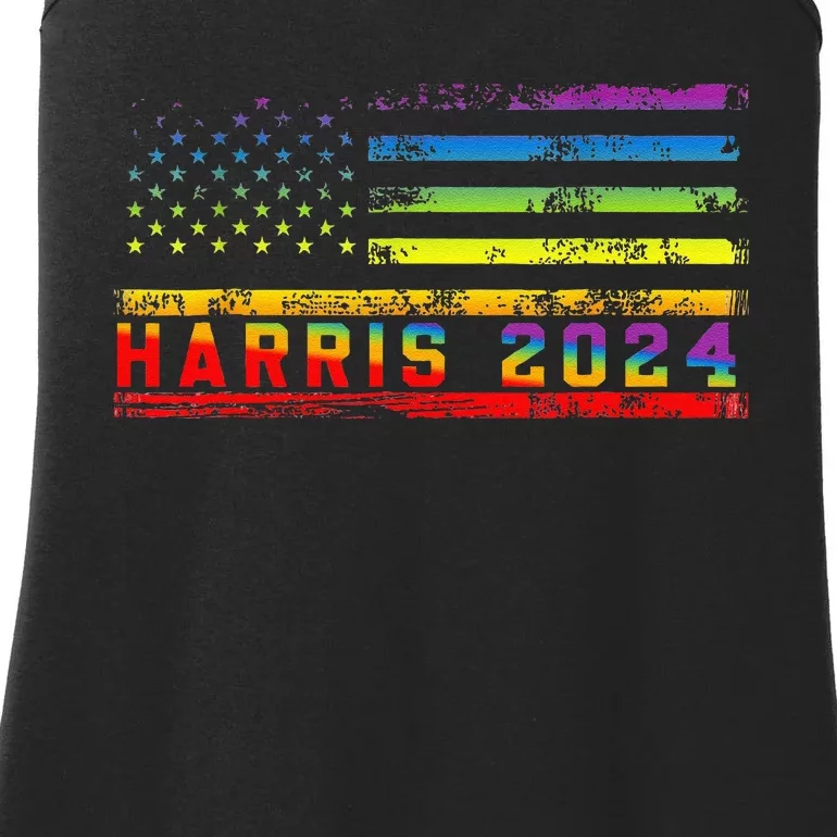 Harris 2024 For President Lgbt Flag Ladies Essential Tank