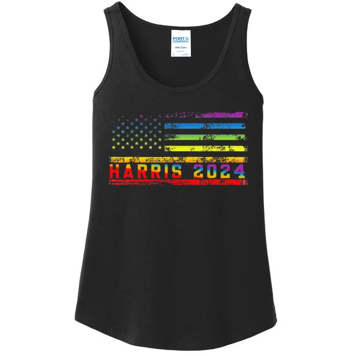 Harris 2024 For President Lgbt Flag Ladies Essential Tank